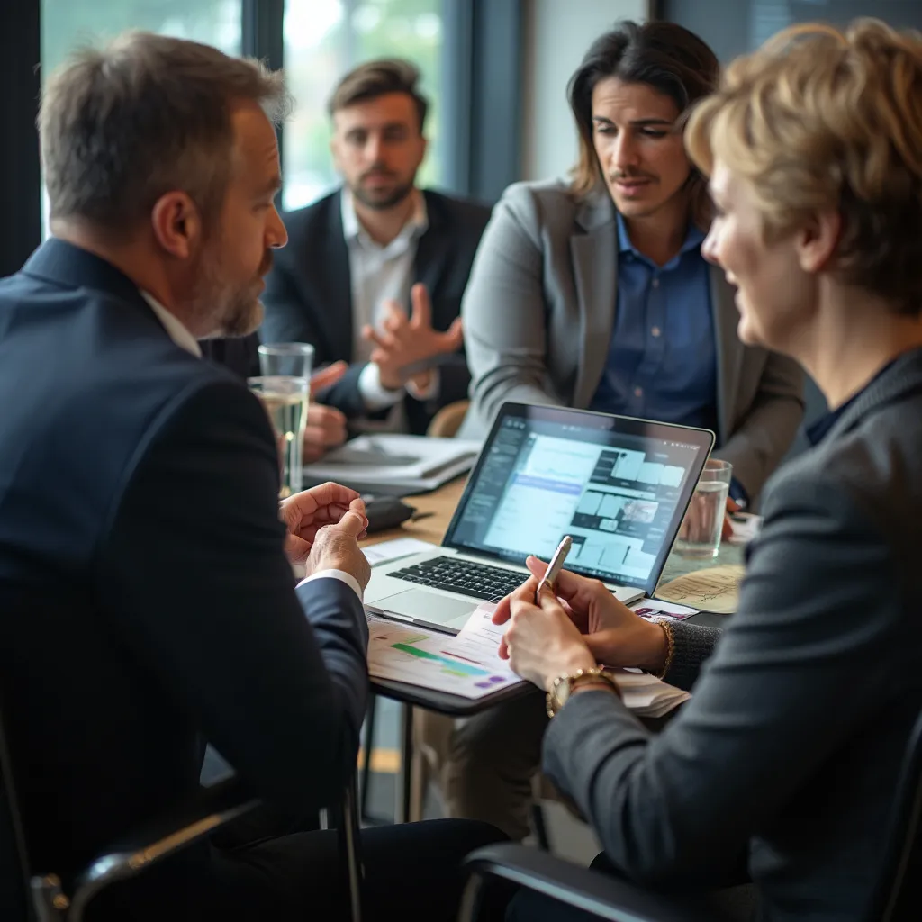 Sesión creativa del equipo elaborando estrategias